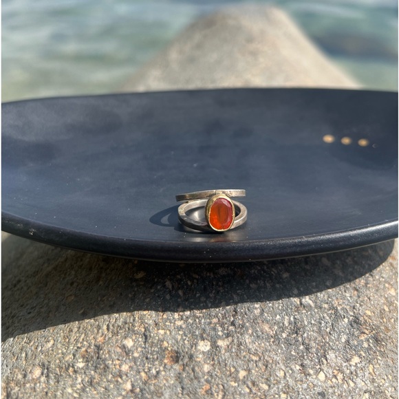 💎100% GENUINE Carnelian GEM. 💯 Sterling Silver and gold ring. Truly A DAZZLER! 6 - Picture 7 of 9